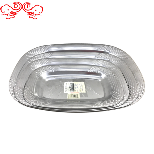 Df99075 Stainless Steel Thai Square Plate Fruit Plate Dish Stainless Steel Plate with Magnetic Lily Square Plate Kitchenware