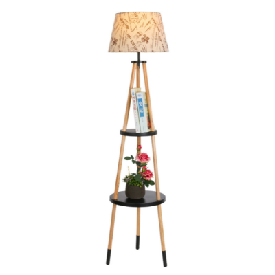 Tripod Solid Wood Tray Floor Lamp Modern Minimalist Living Room Coffee Table Display Flower Stand Lamps