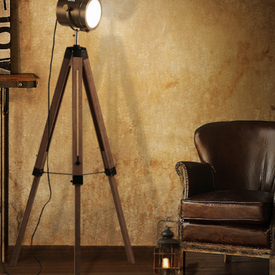 American Retro Tripod Wooden Floor Lamp Creative Study Bedroom Living Room Floor Lamp Ins Lamp
