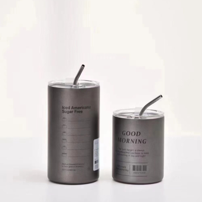 New Stainless Steel Thermos Cup Straw Coffee Cup Water Cup
