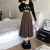 Women's Coffee Pleated Skirt with Shirt, Autumn and Winter High Waist A- line Skirt Mid-Length Skirt, 2022 New