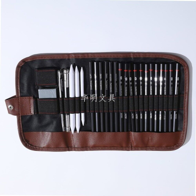 27-Piece Set Pen Curtain Sketching Pencil Sketch Tools Sketch Charcoal Set Portable with Professional Sketch Set