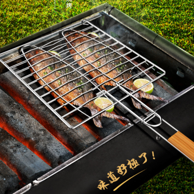 Barbecue Wire BBQ Stainless Steel Grilled Fish Clip Fish Grilling Net Square Clip Barbecue Net Clip Barbecue Tool