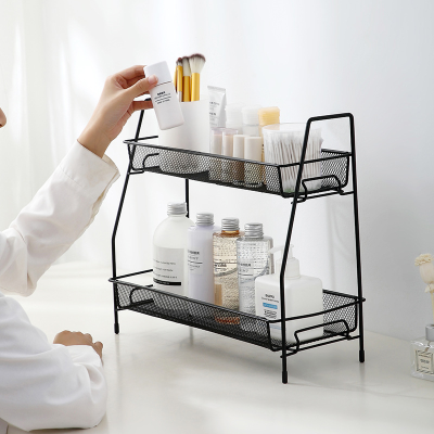 Multi-Functional Double-Layer Organizing Storage Rack Nordic Ins Iron Desk Desktop Desk Cosmetic Shelf