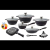 21pc Pot Set with Double-Sided Ovenware Red and Black Powder Non-Stick Pot Soup Pot Milk Pot Deep-Fat Fryers with Lid