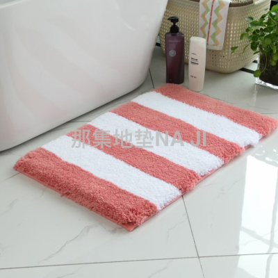 Two-Color Thickened Striped Suede Super Soft Absorbent Non-Slip TPR Bottom Foot Mat Bathroom Door Mat Entrance Entrance Carpet