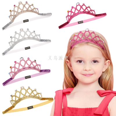 New Crown Hair Band Headwear Sweet Princess Hair Accessories Fashion Baby Glitter Rhinestone Children's Hair Band