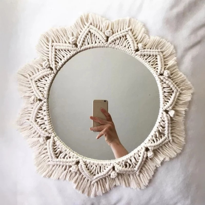 Amazon Bohemian Style Hand-Woven Decorative Mirror Wall Hanging Hot Selling Models