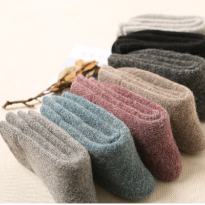 Winter Super Thick Wool Socks for Men and Women Warm Wool Socks Thickened Fleece-Lined Terry Sock Solid Color Wool Socks