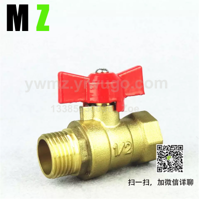 Brass 3Point Butterfly Handle Internal and External Thread Ball Valve Internal and External Thread/8 Thread DN15 to Dn25