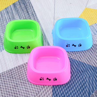 Square Dogs and Cats Water Food Basin Easy to Wash Lightweight and Large Capacity Simple Pet Tableware Candy Color Pet Bowl