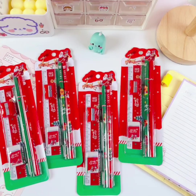 Children's Christmas Gift Creative Stationery Portable Kindergarten Pupils' Pencil Rubber Suit Small Gift Wholesale