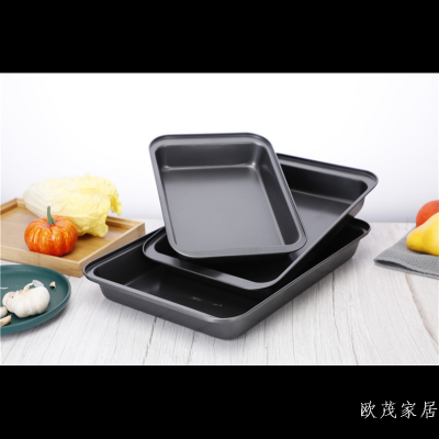 Square Cake Steaming Plate Non-Stick Rectangular Cake Barbecue Plate Square Plate DIY Baking Oven Biscuit Baking Tray