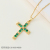 Amazon Hot 18K Color-Retaining Copper Inlaid Zircon Cross Pendant Necklace Pendant Stainless Steel Clavicle Chain HT