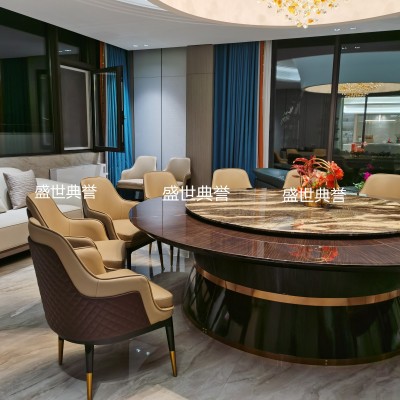 Hotel Solid Wood Electric Dining Table and Chair Club Electric Turntable Dining Table Luxury Large round Table