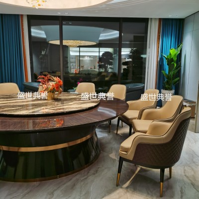 Shanghai Club Modern Light Luxury Solid Wood Electric Dining Table Star Hotel Box Varnish Electric Large round Table
