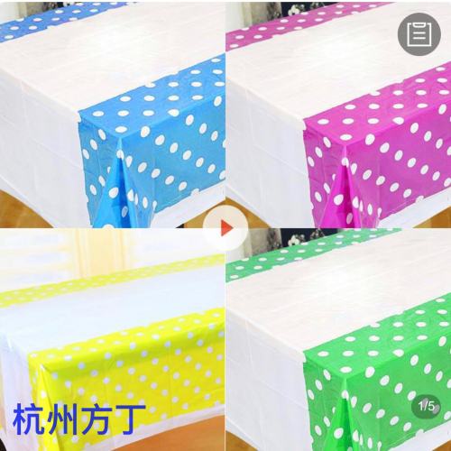 wholesale color dot tablecloth 108 * 180cm birthday party decoration disposable tablecloth pe polka dot tablecloth