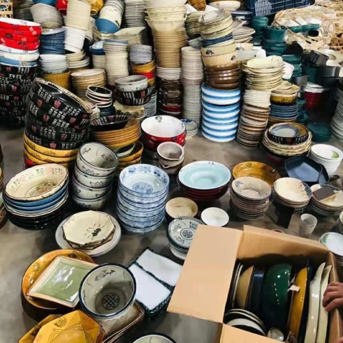 Stall Ceramic Sundries Wholesale 10 Yuan 3 Kinds of Night Market Stall Ceramic Bowl Plate Stall Supply Household Rice Bowl