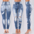   New Women's Thin Slightly Flared Jeans Modified eg Slimming Mid-Waist Skinny Jeans