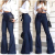   Cross-Border Foreign Trade European and American Street Ripped Wide-egged Jeans Women's Autumn and Winter New High Waist Straight Mopping Pants 2022