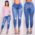   New Women's Thin Slightly Flared Jeans Modified eg Slimming Mid-Waist Skinny Jeans