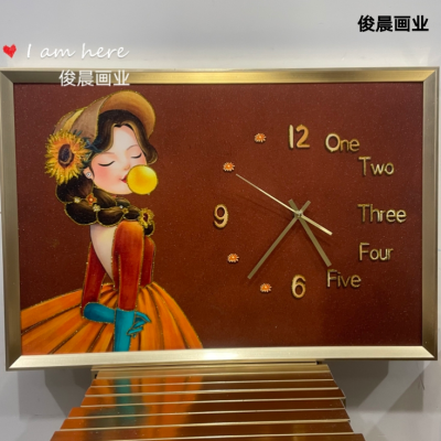 Frosted Painting Gilding Line and Clock Watch Painting Nordic Abstract Decorative Painting Mural Bedroom Kitchen Restaurant Photo Frame Crafts