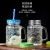Glass Factory Wholesale Fashion Cup Glass Carved Handle Cup Straw Sealed Cold Drink Cup HTT