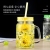 Glass Factory Wholesale Fashion Cup Glass Carved Handle Cup Straw Sealed Cold Drink Cup HTT
