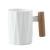 S87-7015 Creative Mouthwash Cup Simple Couple Tooth Mug Brushing Cup Set Wooden Handle Stripes Toothbrush Cup