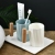 S87-7015 Creative Mouthwash Cup Simple Couple Tooth Mug Brushing Cup Set Wooden Handle Stripes Toothbrush Cup