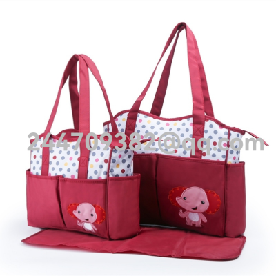 New Fashion Handbag Cute Animal Pattern Large Capacity Mummy Bag Three-Piece Outdoor Portable Diaper Bag