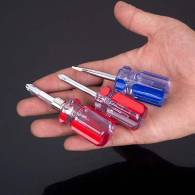 Dual-Purpose Short Screwdriver Spiral Tool Cross Screwdriver Carrot Head Repair Screwdriver Mini Small Screwdriver