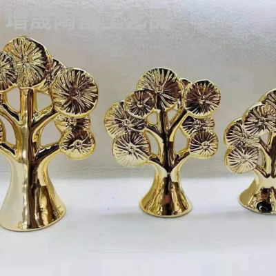 Snowflake Tree-Shaped Ornaments... Ceramic Crafts Ornaments... Electroplated Gold